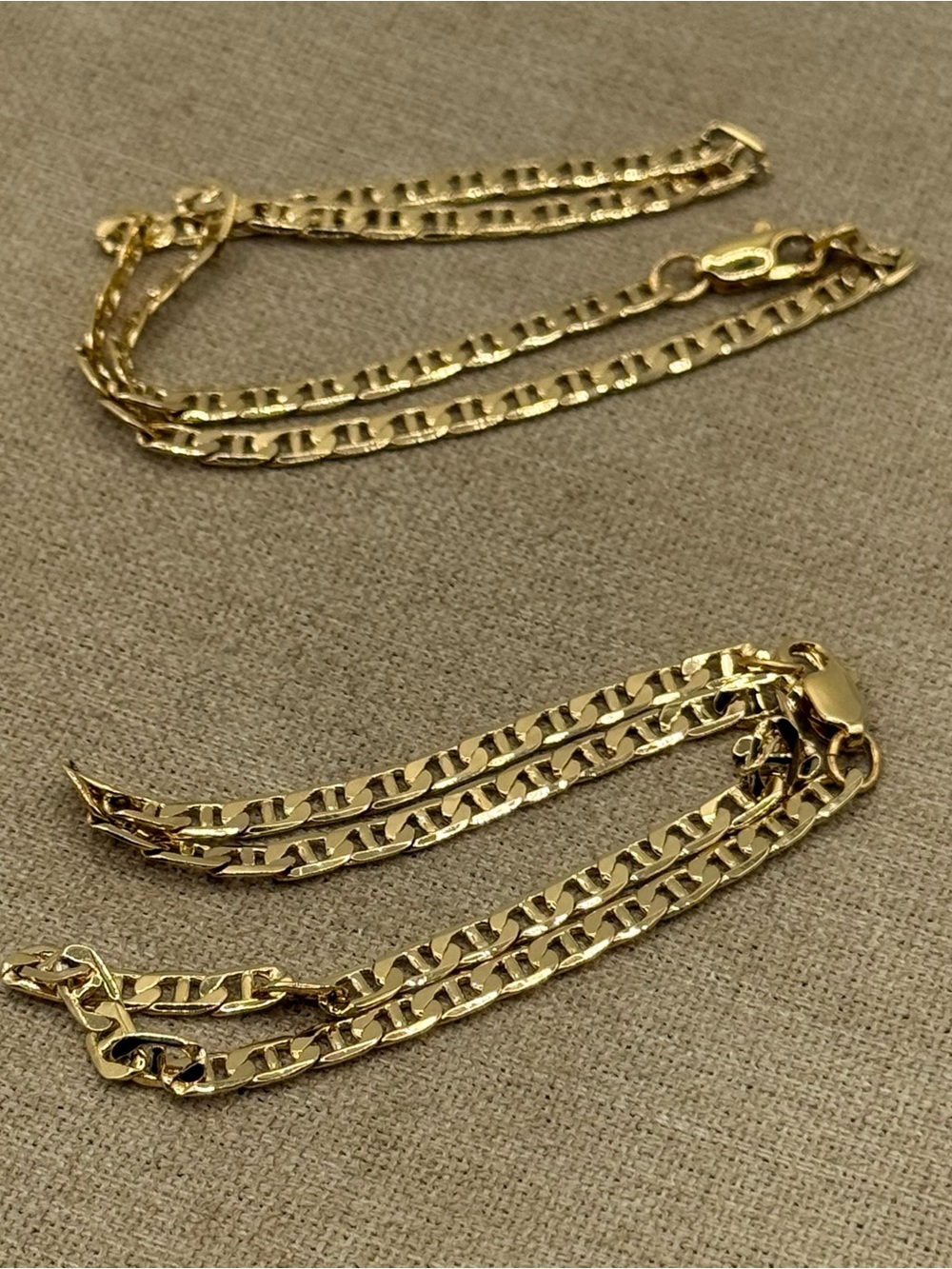 Set of two Strand Gold tone mariner Chain anklet  for Women